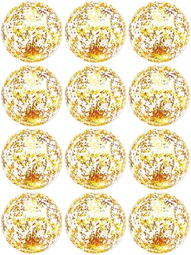 12 Pack Inflatable Glitter Beach Balls Bulk - 16" Beach Ball Swimming Pool Toys for Games Adults Kids, Summer Pool Beach Party Decoration,Luau Decorations Essential Blow Up Beach Ball (Gold,Glitter) - color: Golden
