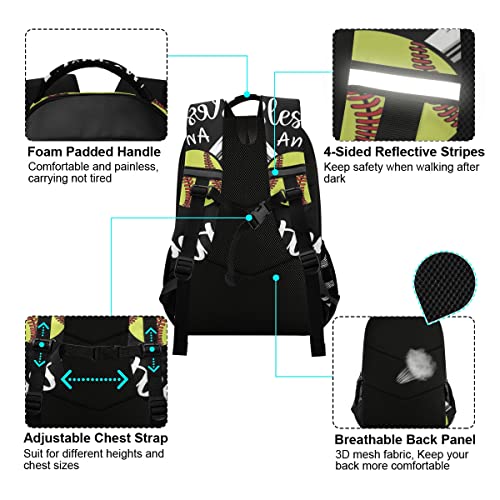 Baseball Backpack Softball Sport Laptop Travel Bag Lightweight Daypack School Bookbags for Women Men Kids Teens - color: Baseball