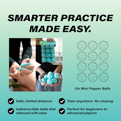 Bandit Sports Mini Popper Plastic Baseballs, Made of Impact-Resistant and Rebounding Material, Perfect Practice Baseballs & Hitting Ball Training - size: 12 count