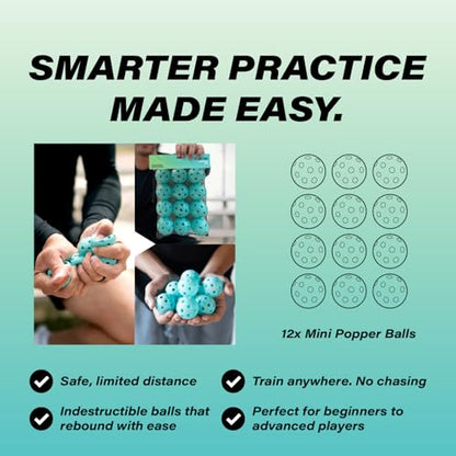 Bandit Sports Mini Popper Plastic Baseballs, Made of Impact-Resistant and Rebounding Material, Perfect Practice Baseballs & Hitting Ball Training - size: 12 count