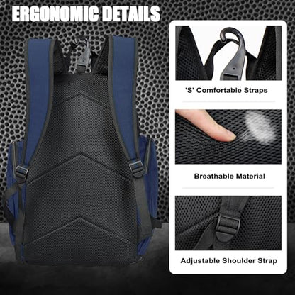 LARIPOP Basketball Backpack with Ball & Ventilated Shoe Compartment Insulated Pockets for Men Youth Training - color: blue
