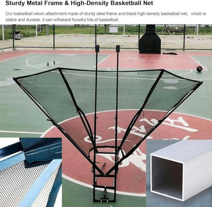 Basketball Hoop Returner Return Attachment Rotating Rebounder Net Hanging Easy Fold Shooting Device for Goal Free-Throw Practice