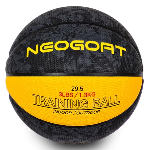3LBS/2.2LBS 29.5"/28.5" Weighted Heavy Basketball Training Equipment for in& Outdoor Improving Handling Dribbling, Passing&Rebounding Skills Weighted Training Basketball(Deflated,Size 7/6) - color: Upgraded-Black&Yellow Weighted Basketball 3LBS/1.3KG, siz