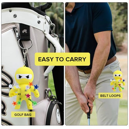 Golf Tee Holder, Ninja Portable Funny Golf Tees Holder Keychain Golf Gift Golf Accessories for Men & Women - color: Yellow