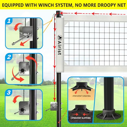 Heavy Duty Volleyball Net Outdoor with Steel Anti-Sag System, Adjustable Aluminum Poles, Professional Volleyball Nets Set for Backyard and Beach, Volleyball and Carrying Bag - color: White