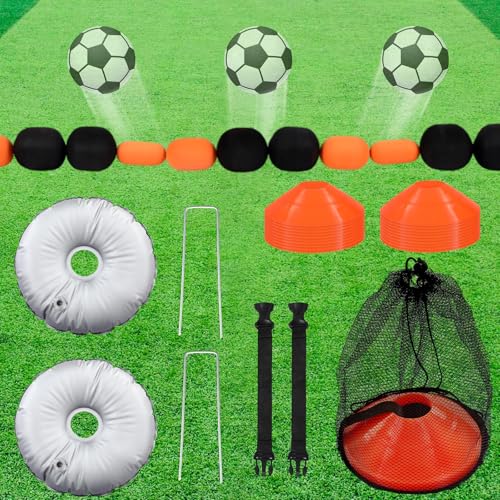 Outus 9 ft Soccer Goalkeeper Deflection Equipment Goalkeeper Training Equipment Single Line Deflector Multi Refraction Angles for Reflex & Agility Training with 15 Soccer Cones & 2 Water Weight Bags