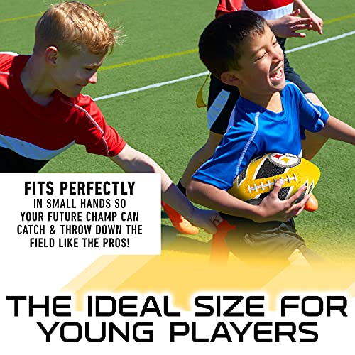 Franklin Sports NFL Team Footballs - Rubber Youth Mini Balls for All Teams - Kids 8.5" Football + Air Pump Sets - Official NFL Licensed - style: Pittsburgh Steelers