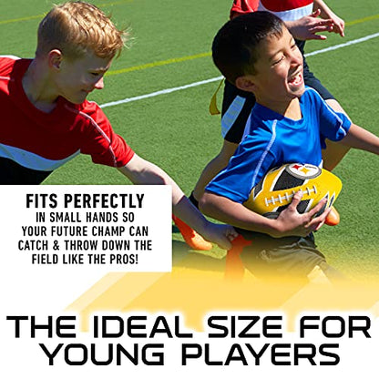 Franklin Sports NFL Team Footballs - Rubber Youth Mini Balls for All Teams - Kids 8.5" Football + Air Pump Sets - Official NFL Licensed - style: Pittsburgh Steelers