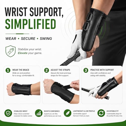 Golf Swing Trainer Aid for Right Handed, Retractable Golf Practice Tool with Click Feedback - Golf Training Aid Includes Wrist Alignment Brace & Correcting Arm Band, Power & Rhythm Training