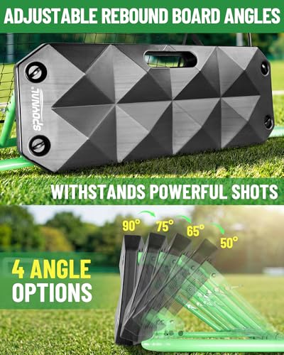 SPOYNAL 2-in-1 Soccer Rebounder with Adjustable Dual-Sided Rebound Board, Soccer Rebounder Net for Passing, Volleys & Ground Drills, Soccer Training Rebound Net for Solo & Team Practice