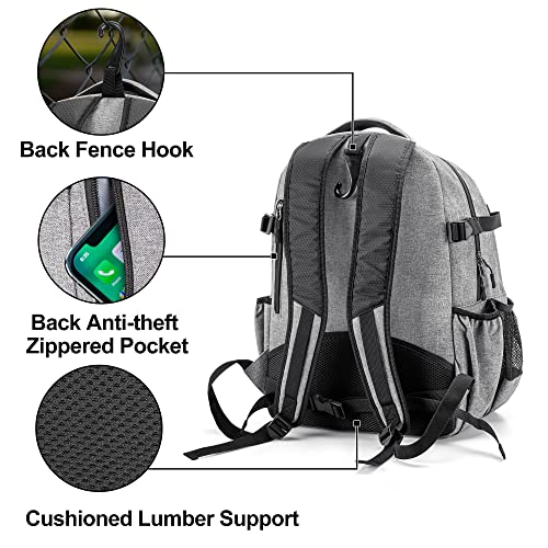 Baseball Backpack Holds Up to 4 Bats, Softball Bat Bag with Vented Shoe Compartment Up to Mens 13, Hence Hook and Multi Pockets for Essentials
