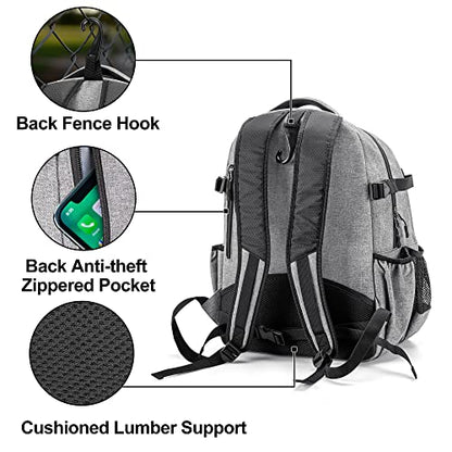 Baseball Backpack Holds Up to 4 Bats, Softball Bat Bag with Vented Shoe Compartment Up to Mens 13, Hence Hook and Multi Pockets for Essentials