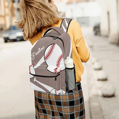 Baseball Sport Brown Personalized School Backpack for Teen Kid-Boy/Girl Primary Daypack Travel Bookbag - color: Option 21