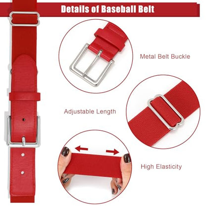 Baseball Belt and Socks Combo Adjustable Softball Belt and Socks Elastic Waist Belt for Youth and Adult - color: Red, size: Youth