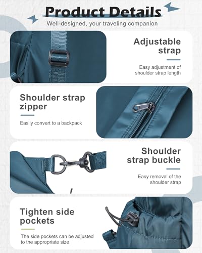SEAFEW Large Blue Sling Pickleball Crossbody Sling Bag - Men's & Women's Pickleball Sports Backpack with Water Bottle Holder, Adjustable Pickleball - color: Blue-large