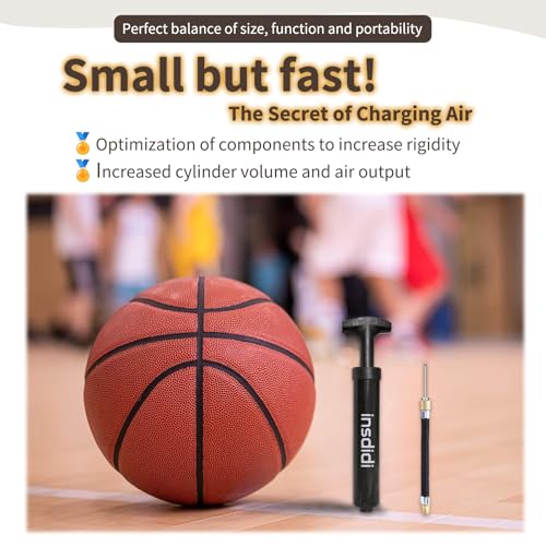 Ball Pump for Sports Balls, Portable Hand Air Pump with 8 Needles 2 Nozzle 1 Extension Hose for Basketball Soccer Football Volleyball Water Polo Rugby and More