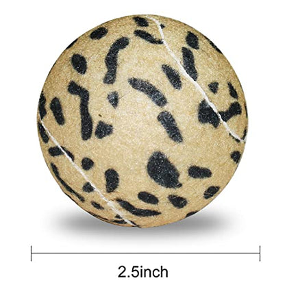 URBEST Tennis Ball 12 Packs Training Tennis Balls Practice Balls for Novice Player, Pet Dog Playing Balls with Mesh Carry Bag - color: Leopard print