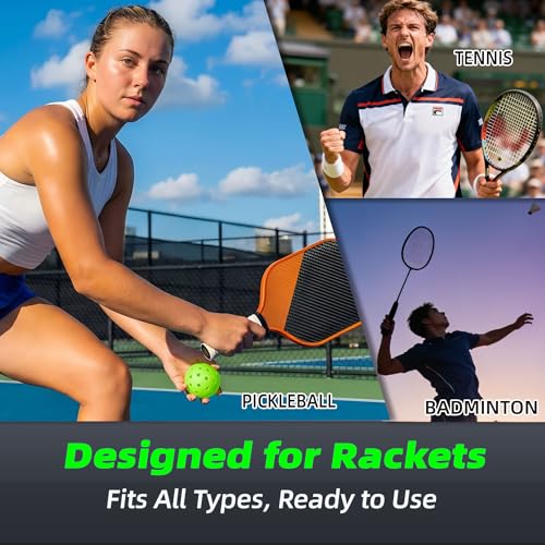 Ribbed Pickleball Overgrip Tape, Non-Slip Sweat-Wicking Racquet Grip for Pickleball/Tennis/Badminton - color: black, white, gray + pink, yellow, green, size: 6 PCS