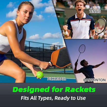 Ribbed Pickleball Overgrip Tape, Non-Slip Sweat-Wicking Racquet Grip for Pickleball/Tennis/Badminton - color: black, white, gray + pink, yellow, green, size: 6 PCS
