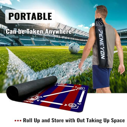 Soccer Training Equipment,Soccer Training Mat Improve Strength,Agility and Coordination,Anti-Slip Silent Absorption Soccer Footwork Training Mat,Soccer Trainer for Indoor/Outdoor Drills - style: Professional Set 47*31 IN - D