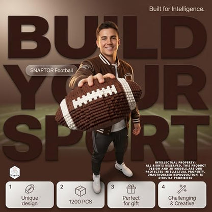 Football 3D Building Block Set - Educational Toy - Perfect for Ages 14 15 16 Years and Above - 11 x 6.7 in - Challenging, Creative Fun and Skill-Building - 3D Instruction (1200PCS)