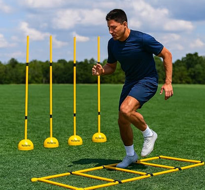 6 Pack 5FT Adjustable Soccer Agility Poles Detachable Training Slalom Sticks for Speed, Footwork & Turf Drills
