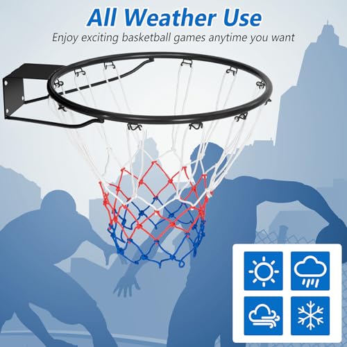 Goplus 18’’/15’’ Replacement Basketball Rim, Wall Door Mounted Basketball Hoop with All Weather Net, Indoor Outdoor Hanging Basketball Rim Goal Outside - size: 18", style: Black