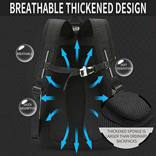 INOXTO 40L Tennis Backpack for Men & Women, Large Pickleball Bag With Independent Shoe Storage, Waterproof & Breathable, Holds 2 Tennis Rackets for Badminton, Travel & Camping - color: Black
