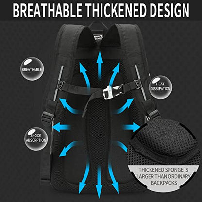 INOXTO 40L Tennis Backpack for Men & Women, Large Pickleball Bag With Independent Shoe Storage, Waterproof & Breathable, Holds 2 Tennis Rackets for Badminton, Travel & Camping - color: Black