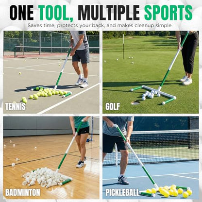 DURARANGE Portable Golf Ball Sweeper – Self-Standing No Bend Design, Modular PVC Ball Collector, Picker Upper Alternative for Golf, Pickleball & Badminton Practice