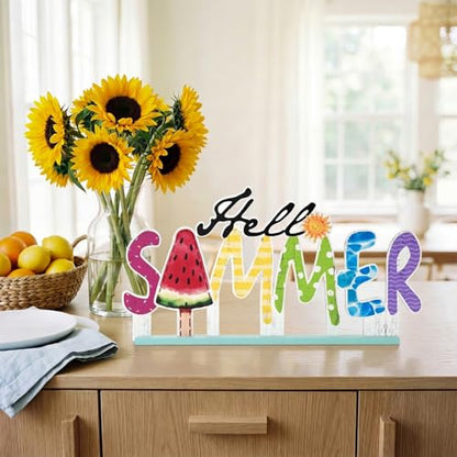 Smile Summer Indoor Decorations Wooden Decor, Hello Summer, Word Sign for Home Tabletop Centerpiece Mantel Shelf Fireplace - style: Letter Summer