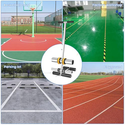 Court Line Tape Machine, Hand Pushed Basketball Court Line Striping Machine, Field Line Striping Marking Machine, Floor Paint Tape Applicator for Parking Lots, Driveway, Playground