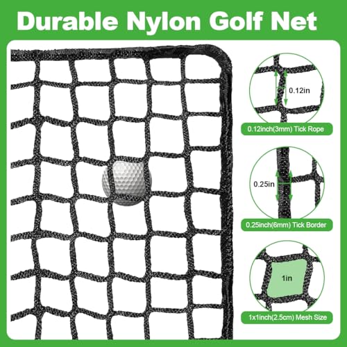 Golf Practice Net, 12X12ft /12X15ft/12X20ft Golf Hitting Hanging Kit, Sports Practice Barrier Net for Backyard and Garage, Indoor/Outdoor DIY Sports Netting for Baseball, Hockey, Soccer - size: 12X12ft