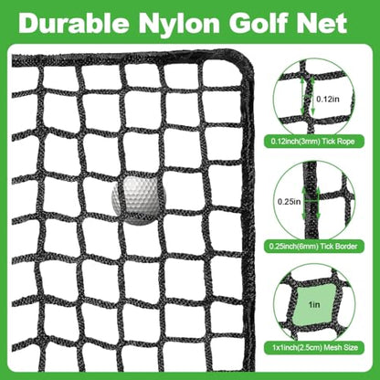 Golf Practice Net, 12X12ft /12X15ft/12X20ft Golf Hitting Hanging Kit, Sports Practice Barrier Net for Backyard and Garage, Indoor/Outdoor DIY Sports Netting for Baseball, Hockey, Soccer - size: 12X12ft