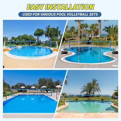 Reinforced Anti-UV Replacement Pool Volleyball Net Only with Scoring Clamps, 15 ft Net - Easy Set Up and Long Lasting - style: pool volleyball net only