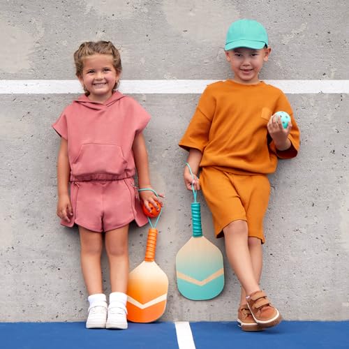 B. toys – Kids Pickleball Game – Wooden Paddle Set – 2 Paddles & 4 Balls – Drawstring Storage Bag – 3+ Years– Pickleball Set - style: Pickleball Set