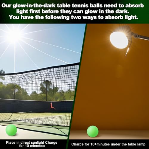 Soulchen 40mm Glow in The Dark Table Tennis Balls Bulk, Carnival Game Night, Neon Birthday Party Favors, Classroom Rewards, Goodie Bag Filler, Pet Playmate - color: Glow in the Dark Green, size: Solid