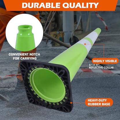 4 Pack 36 Inch Green PVC Traffic Cones Black Base Stable Large Size, Highway Traffic Outdoor Construction Safety Warning Cones (4, Green, 36 Inch) - color: Green, size: 36 Inch