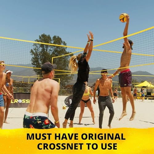 CROSSNET 4-Way Volleyball Net Set with Adjustable Poles Backpack & Official Ball Quick Setup Outdoor Volleyball Game for Adults & Kids 4 Square Volleyball Net for Backyard Beach Yard Lawn & Park Play