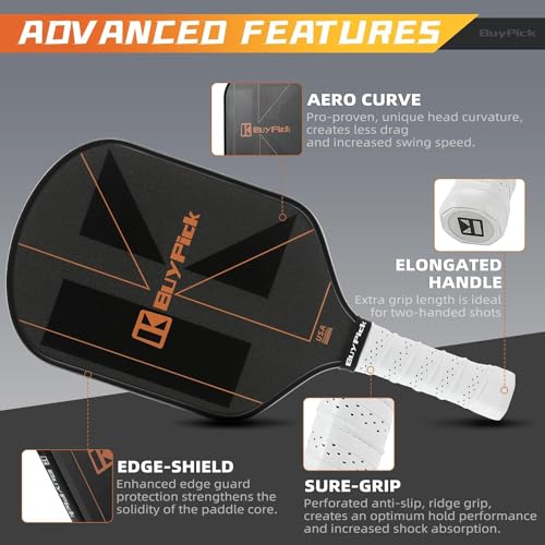 Pickleball Paddle,USAPA Approved Light Pickleball Paddles with Reinforced Carbon Fiber Surface - size: Black Carbon | 2 paddles | 4 balls + 1 bag