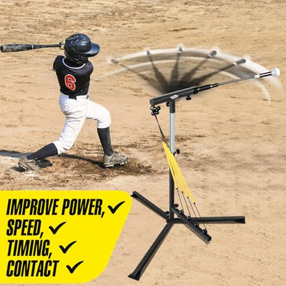 PLAYAPUT Baseball Swing Trainer with 4 Power Bands,Auto Reset Baseball Hitting Trainer,Softball Swing Trainer,Height Adjustable 31-47 inches Baseball Training Equipment Improve Power,Speed