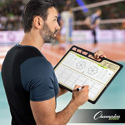 Champion Sports Large & XL Dry Erase Board For Coaching - Whiteboards for Strategizing, Techniques, Plays - 2-Sided Boards with Front Side Full Field - Backside Half Field and Lineup - color: Volleyball, style: XL Coaches Board