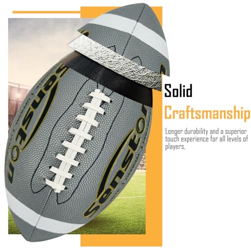 Senston Football Size 9/6 - Premium Composite Leather High School/Kids/Youth Football with Pump Size Foot Ball with Pump - color: Silver, size: Official Size 9