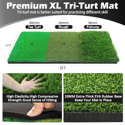 Golf Net,10x7FT with Golf Practice Mat,Hitting Aid Nets for Backyard Driving Chipping Training Swing with Target Outdoor or Indoor–Gifts for Men/Dad/Him