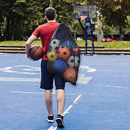 Heavy Duty Mesh Ball Bag, 30x40‘’ Large Sports Equipment Organizer for Soccer Basketball Volleyball, Breathable Gear Bag with Adjustable Strap for Coaches and Gym