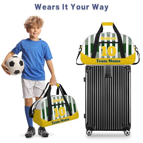 Basketball Soccer Gifts for Boys Girls - Custom Sports Duffle Bag, Personalized Name & Team Bag, Water-Resistant Gym Bag for Basketball, Soccer, Volleyball | Y-Green Yellow - color: Y-Green Yellow