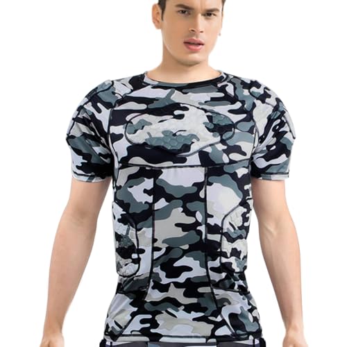 Eicolorte Men Padded Proctective Shirt Pads Chest Rib Protector Padded Football Shirt Protective Gear