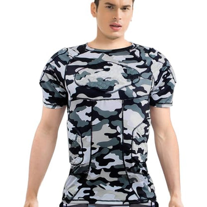 Eicolorte Men Padded Proctective Shirt Pads Chest Rib Protector Padded Football Shirt Protective Gear