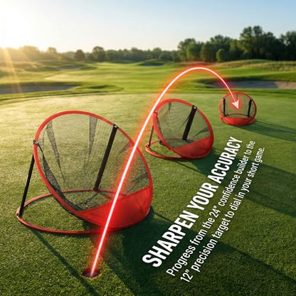 Jucoan 3 Pack Golf Chipping Net, 3 Sizes Pop Up Golf Target Practice Net for Indoor and Outdoor, Gifts for Father's Day Men, Husband, Kid, Golfers, 6 Ground Stakes