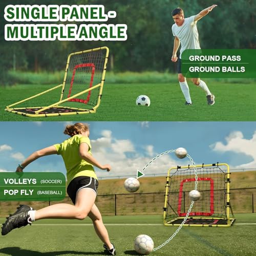 BaseGoal Baseball and Softball Rebounder Net,Baseball Rebounder,Volleyball Rebounder,Pitch Back Net,Multi-Sport Training Rebound Screen,with Pitching Target,Easy Adjustable Angles - size: 33.5x33.5 IN, style: Yellow